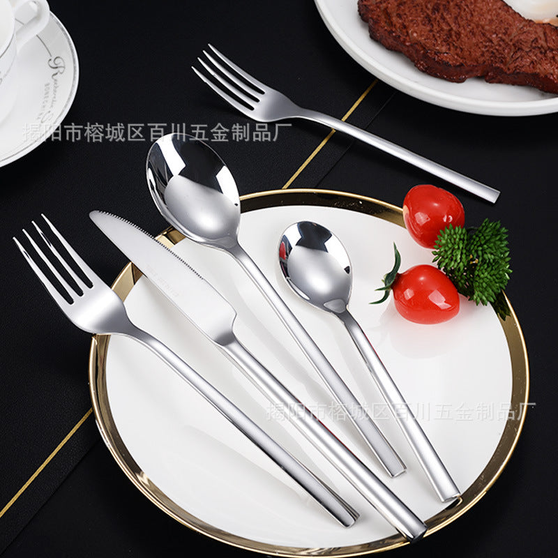 201Stainless Steel Knife Fork Spoon Heavy Moonlight Tableware Western Food Hotel Household Steak Knife Fork Dessert Spoon Wholesale