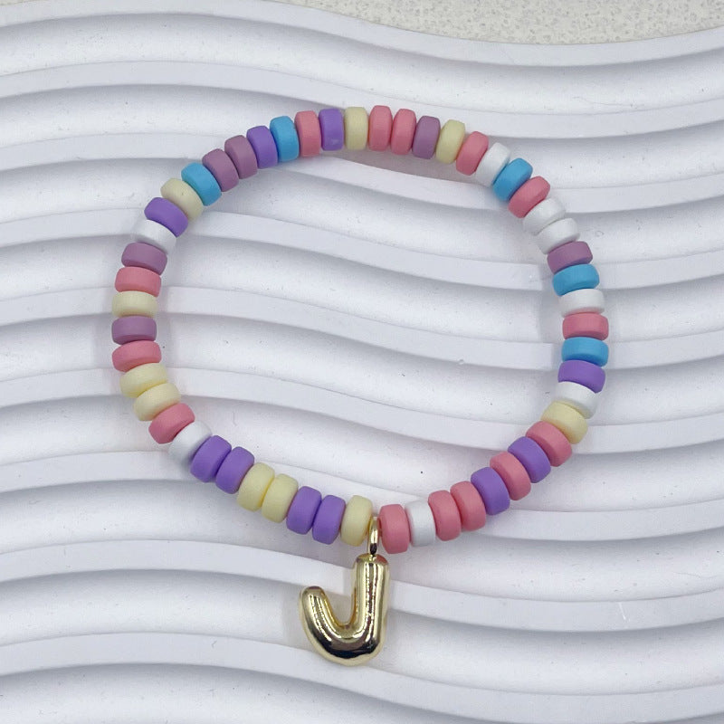 Bubble Balloon Letter Bracelet Best Friend Friendship Gift Sweet Bracelet Colorful Soft Clay Abacus Bead Bracelet