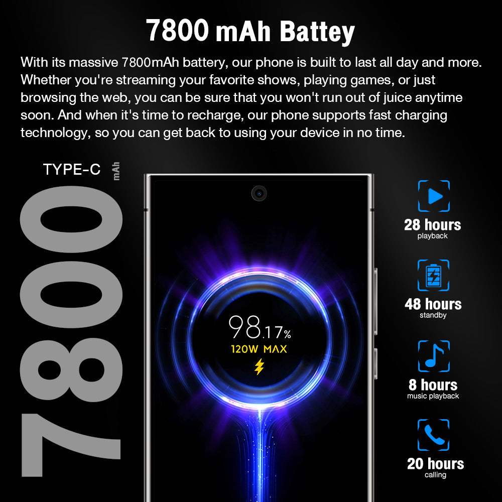 Mobile Phone S24Ultra 7.3incell Notch Screen16+1T Smart All-in-One Device(Popular)