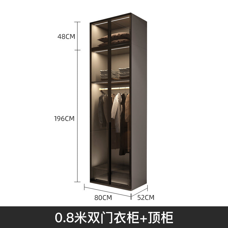 Modern Minimalist Wardrobe for Home Bedroom Cloakroom Glass Door Wardrobe Combination Small Apartment Wardrobe Light Luxury Free Shipping