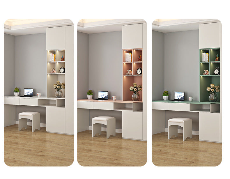 Wardrobe Solid Wood Hanging Area Multi-Bedroom Home Eco-Board Children's Room Corner Computer Desk Desk Cabinet Integrated Wardrobe