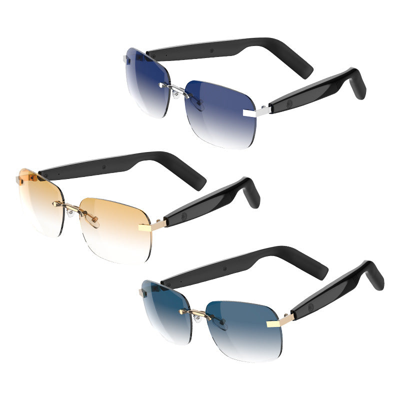 New Fashion Black Technology Smart Bluetooth Glasses UV Protection Call Photo Sunglasses Wireless Headphones Frameless