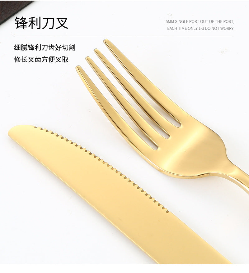 Stainless Steel Tableware Hotel Restaurant Crown Hammered Knife Fork Spoon24Set of Western Steak Knives and Forks