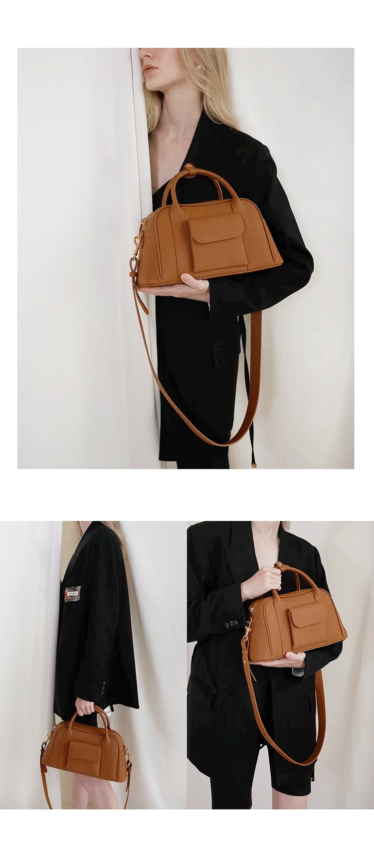 Guangzhou Luggage2025New Top Layer Handheld Cowhide Boston Bag Large Capacity High-end Handbag Crossbody Genuine Leather