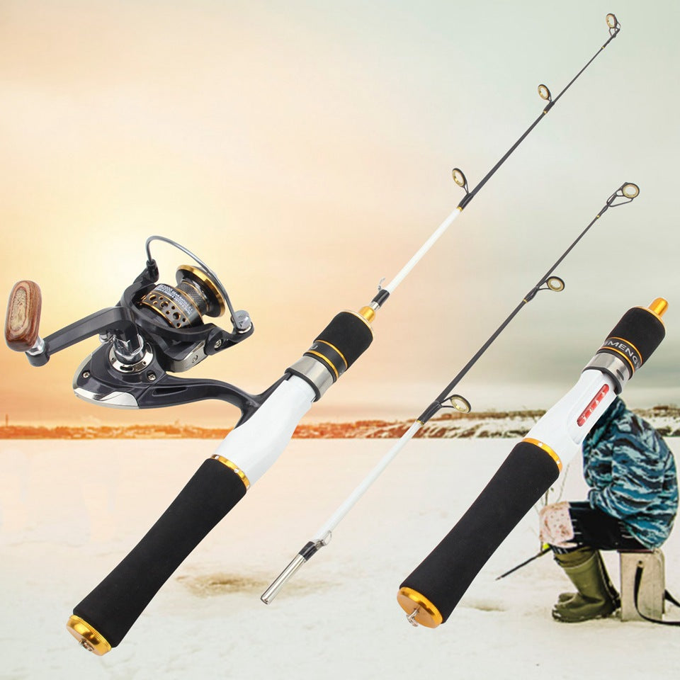 One piece58cm Ice Fishing Rod Spinning Reel Combo Winter Fishing Rod Set Boat Rod Valve Rod