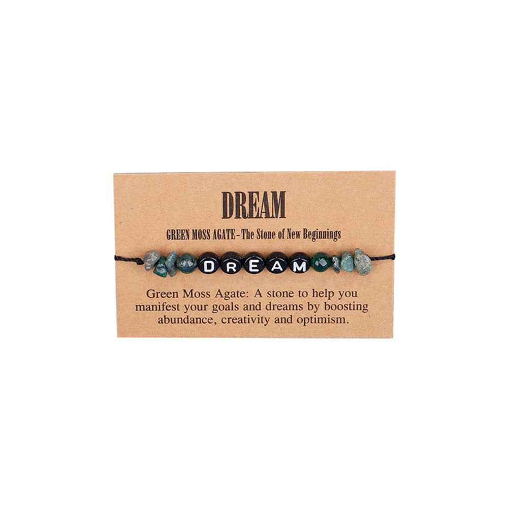 Crystal Crushed Stone Bracelet Handmade Woven Wax Cord Adjustable Women's Tiger Eye White Pine TRUST Letter bracelet