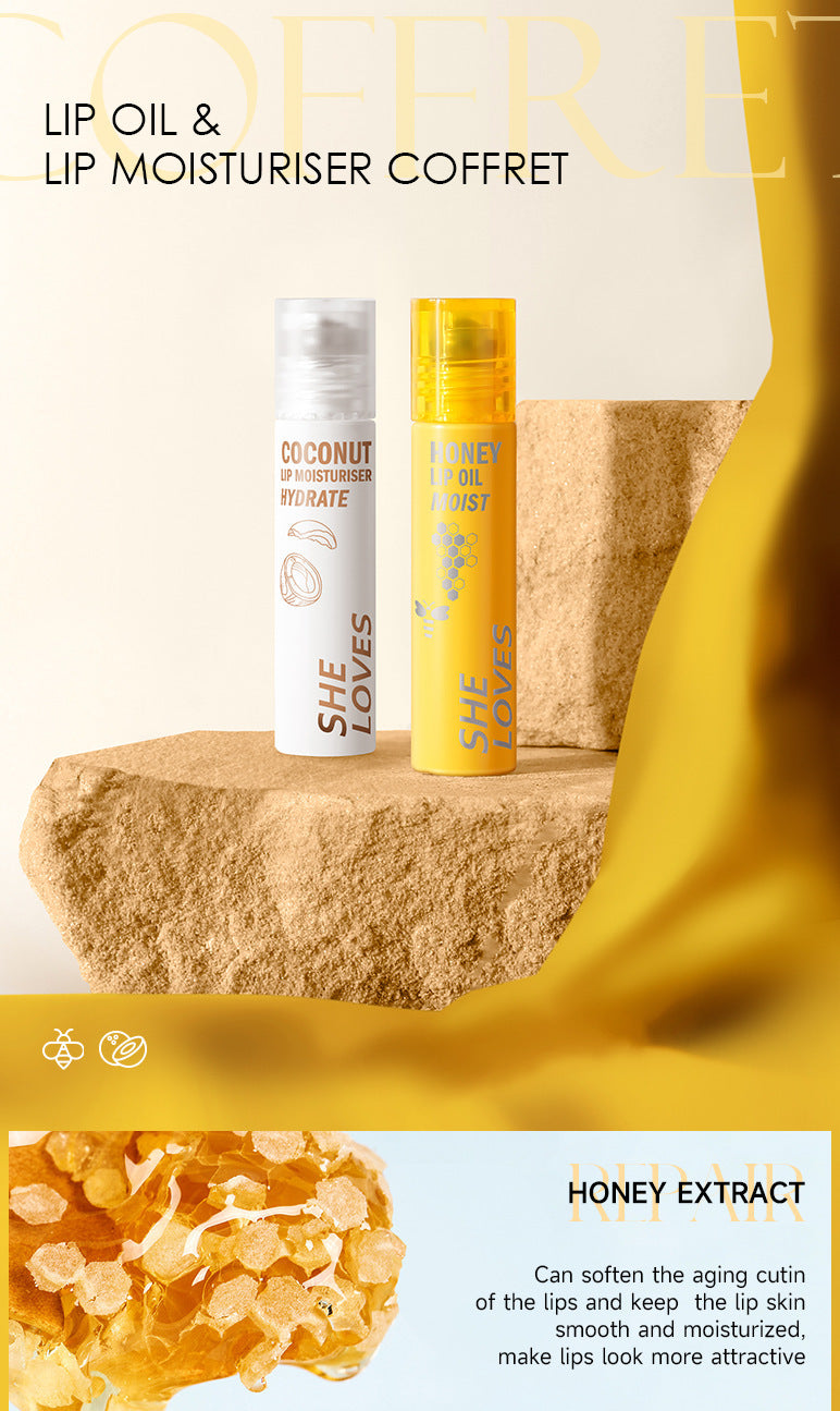 Honey Coconut Roll-On Lip Oil Long-lasting lightening lip lines moisturizing nourishing transparent glossy glass lip gloss