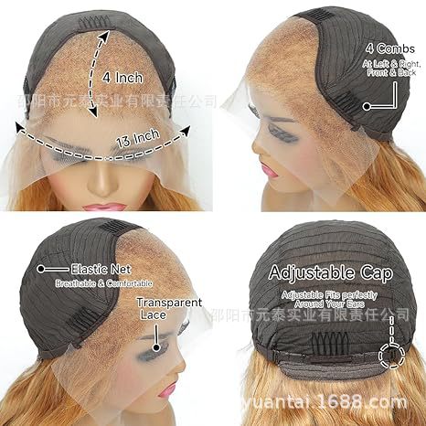 AshHoneyBlondeOmbreColored13x4LaceFrontSyntheticWig Long Curly Hair