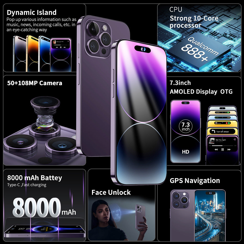 Popular i15proMax Android4G Smartphone6.53Inch Full HD Screen3+32G Wholesale Mobile Phones