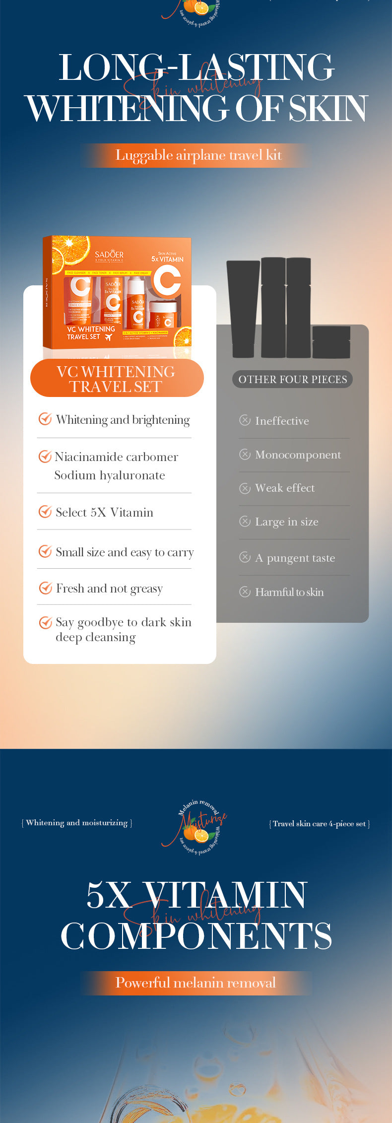 Five Dimensions in  C Whitening and Moisturizing Travel Size SADOER Cleansing and Moisturizing Set  Wholesale