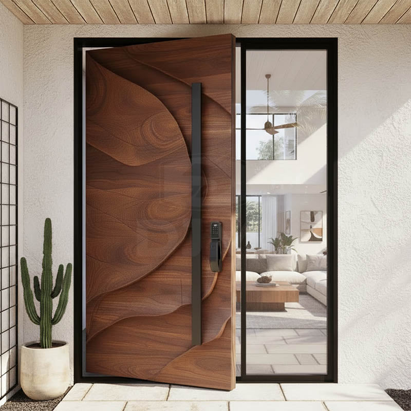 China Top Manufacturer Modern Design Villa Exterior High-end Main Solid Wood Entry Door for Houses Outside Front Door