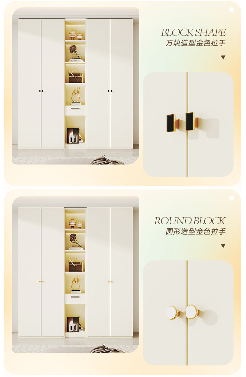 European Pine Board Full-Height Wardrobe3.0/2.8/2.7/2.6/2.5m Mi Light Luxury Bedroom Storage Cabinet