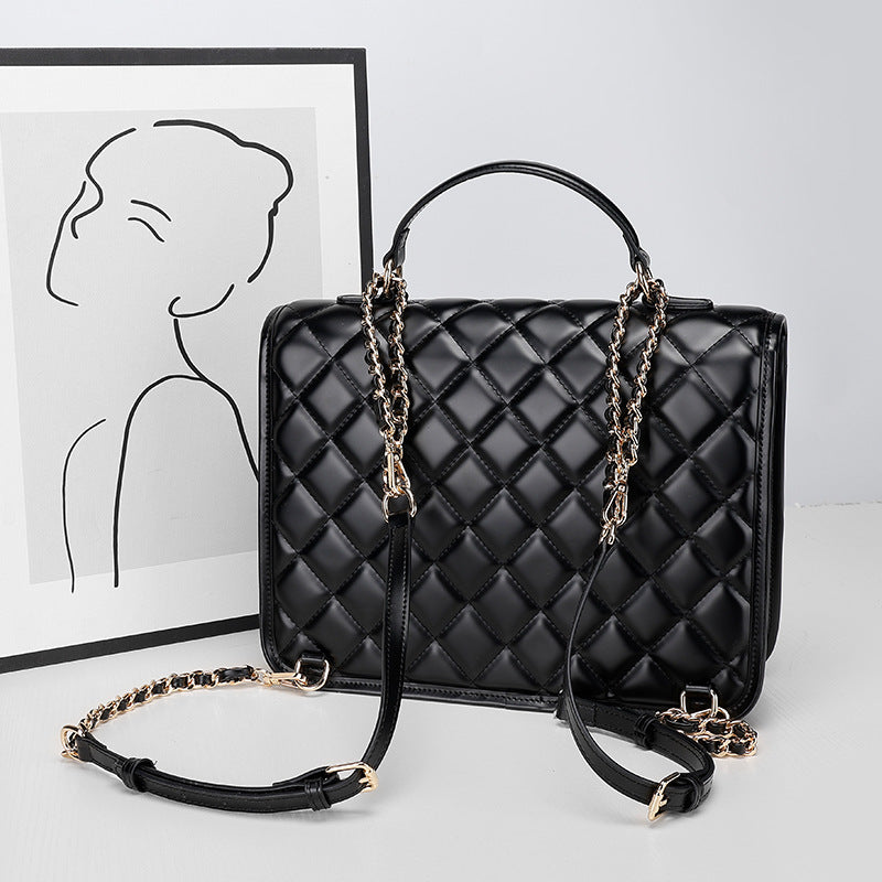 Quilted Pattern Light Luxury Fashion Niche Academy Style2024Versatile Little Chanel Style Quilted Chain Handbag and Backpack for Women