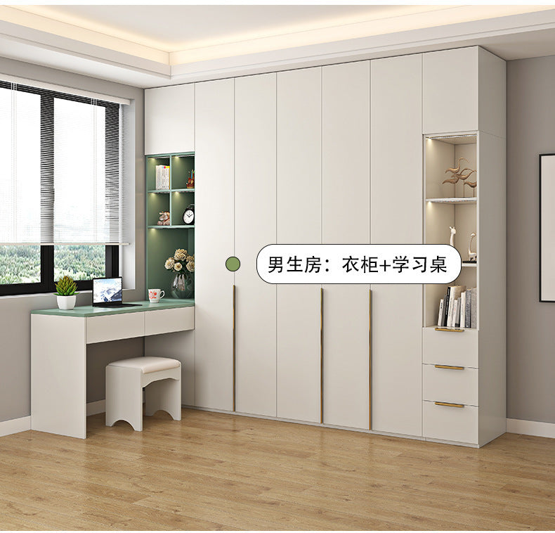 Solid Wood Door-to-Top Wardrobe for Home Bedroom Modern Simple European Pine Cream Style Combination Storage Skin Feel Wardrobe