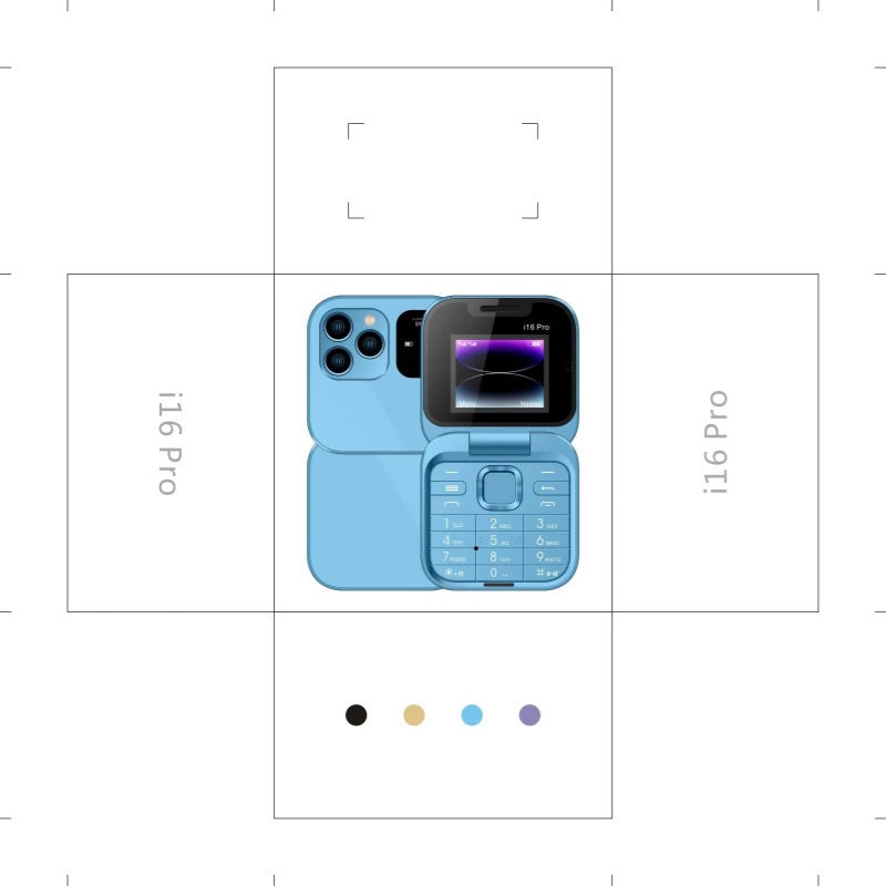New Mobile Phone i16 pro Dual SIM Non-Smartphone Flip Phone Button Elderly Phone Student Small Phone