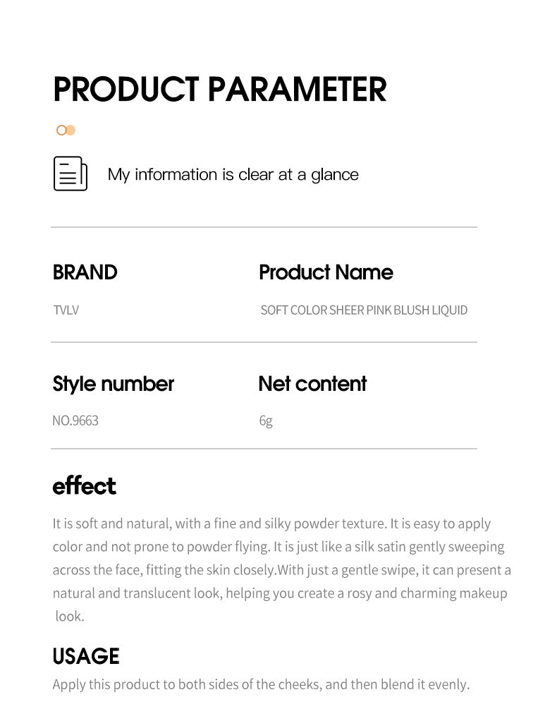 New Product TVLV Liquid Blush Velvet Moisturizing Six-color Lip Glaze Multi-functional Rouge Blush Facial Makeup