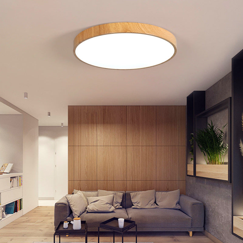 Nordic Ultra-Thin Imitation Wood Grain Ceiling Light Round Modern Minimalist led Room Bedroom Lamp Iron Art Balcony Living Room Lamp