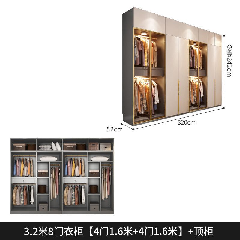 Light Luxury Glass Door Wardrobe Modern Home Bedroom Cloakroom Custom Processing Assembly Wardrobe Storage Large Wardrobe