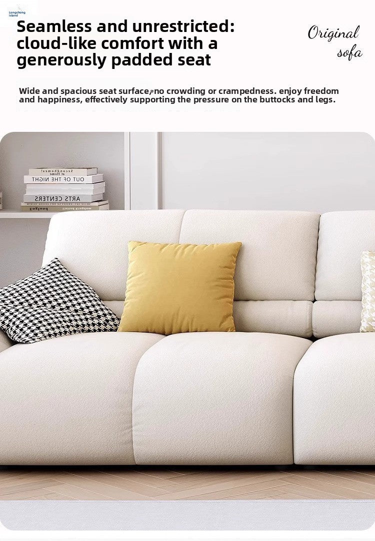 New French Cream Style Green Puff Fabric Sofa for Living Room Small Apartment Nordic Style Straight Three-Seater Combination