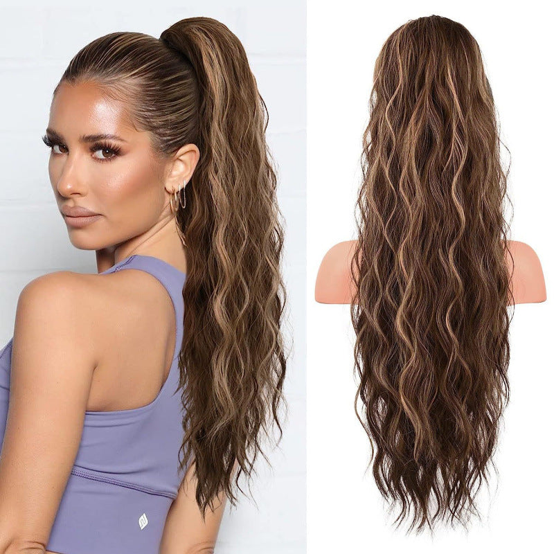 Drawstring Ponytail Wig European and American Style Corn Silk Net Wig Ponytail Water Wave ponytail hair Wig Detection