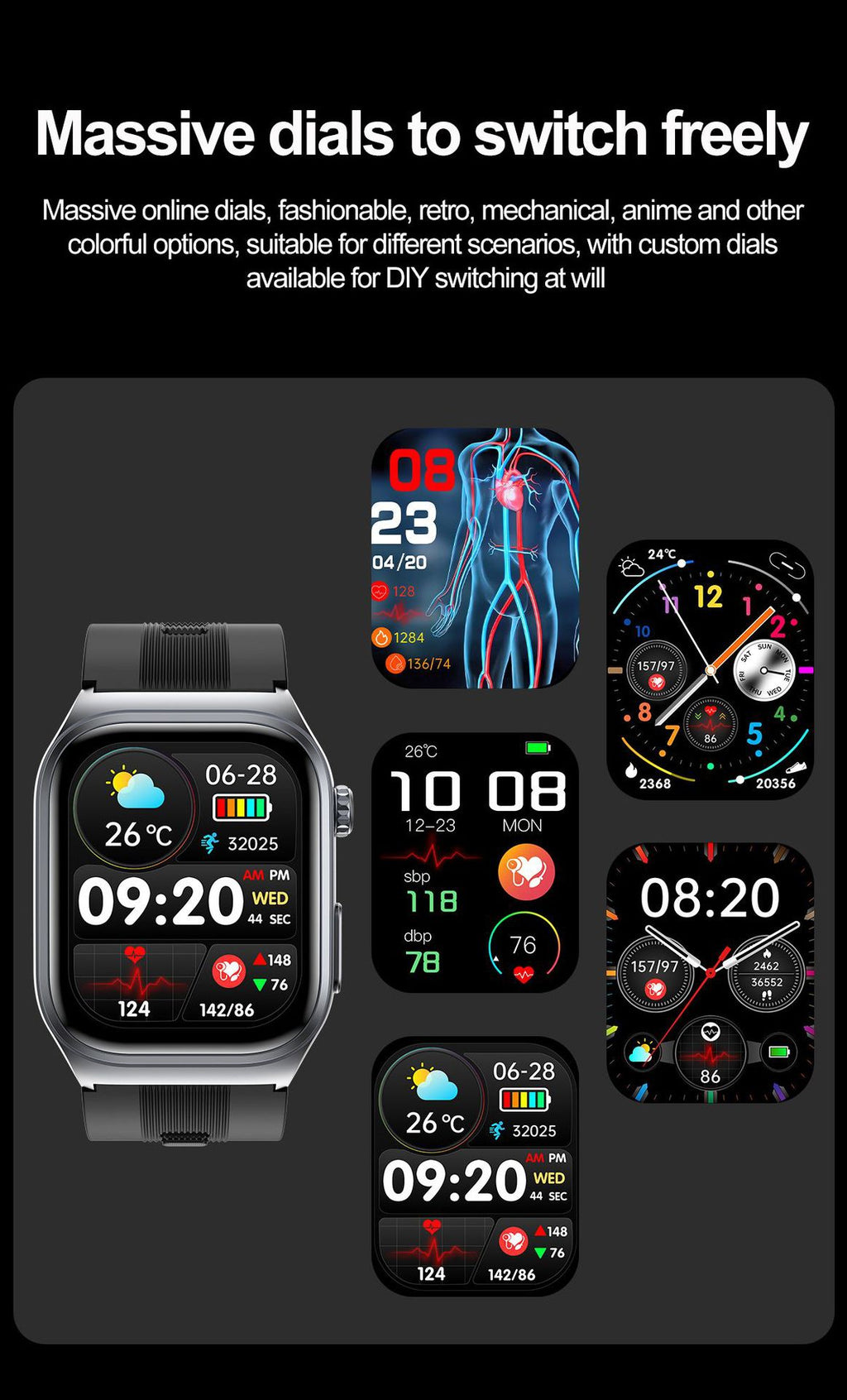 S15Smart watch air pump measures blood pressure and ECG NFC Bluetooth Call High-End Smart Watch APP Docking