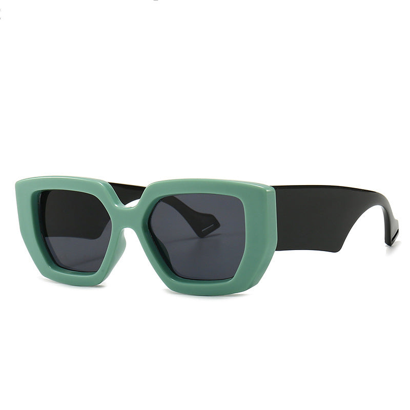 Trendy Square Frame Wide Temple Sunglasses for Women, Internet Celebrity Style Large Frame Sunglasses for Women sunglasses