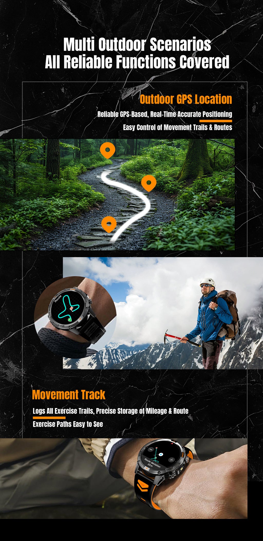 YK15Smart Watch Bluetooth Call Heart Rate Pedometer Sleep Depth Waterproof GPS Beidou Positioning Sports Three-Proof