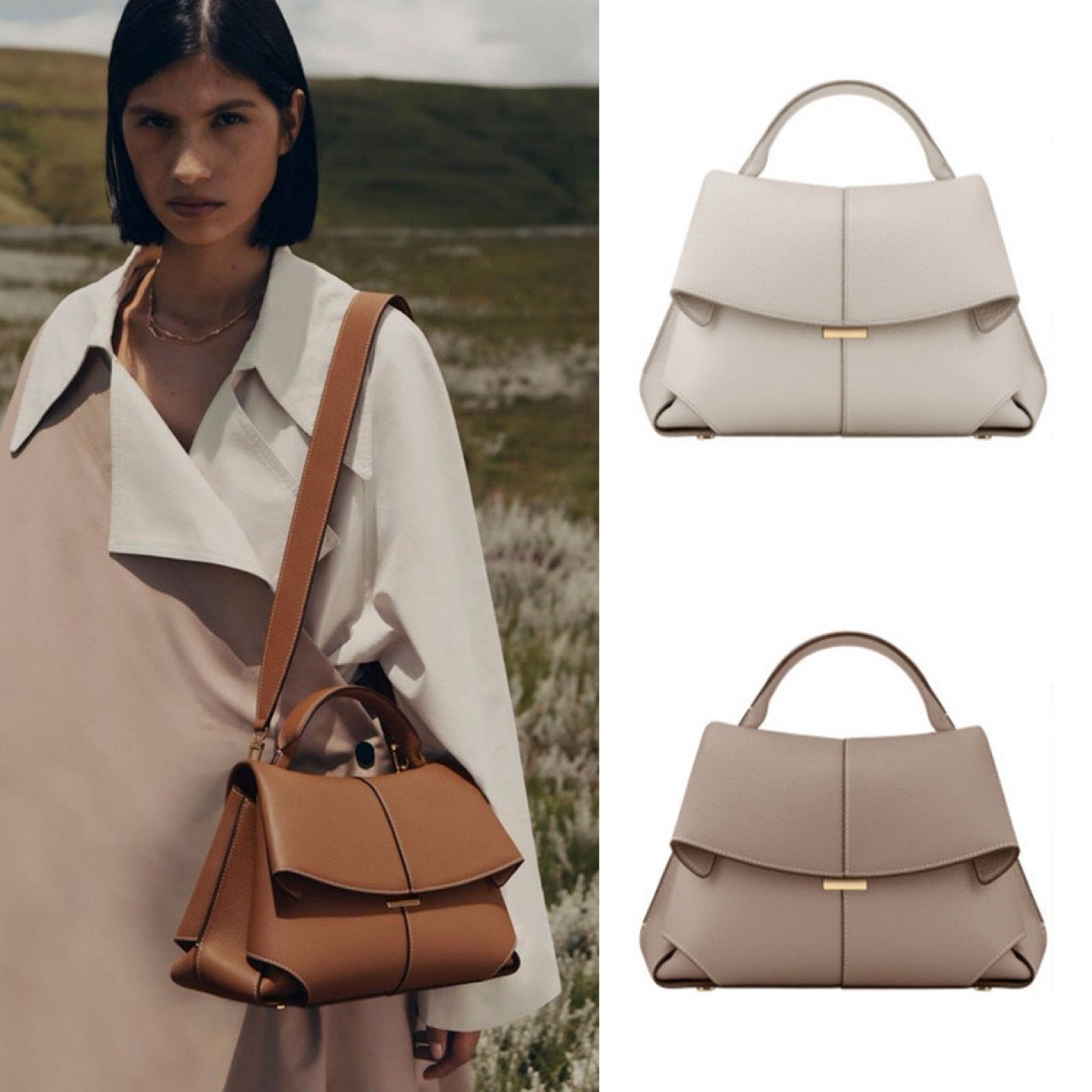 European and American Retro Smile Bag French Bolingin Niche Genuine Leather Women's Bag High-end Wrinkle Handbag Crossbody Bag