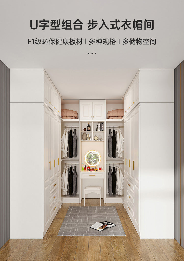 90Corner Wardrobe for Home Bedroom, Suitable for Various Sizes, Dressing Table Integrated, Trendy Simple European Style Large Wardrobe