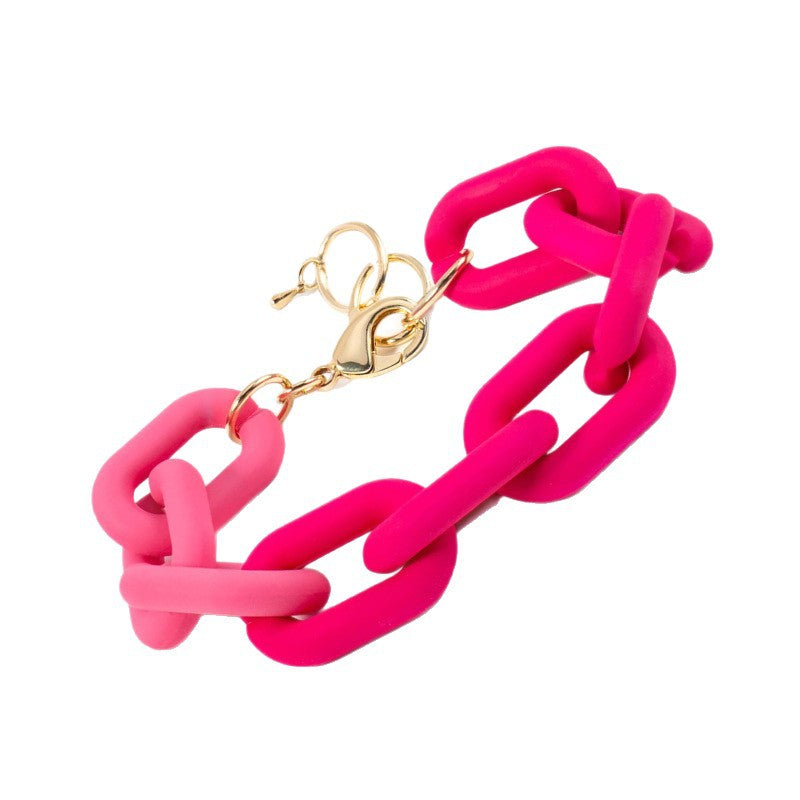U Chain Bracelet for Women DIY Colorful Simple Resin Bracelet Lobster Clasp Extension Chain Resin Chain Bracelet