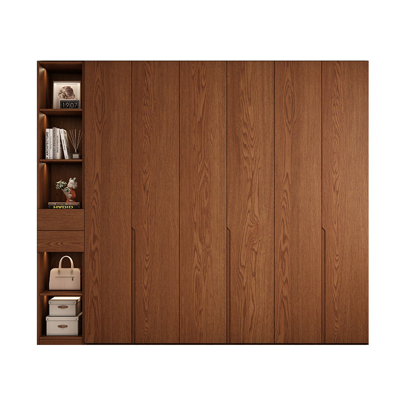 Solid Wood Wardrobe One Door to the Top Walnut Color Solid Wood Cabinet Double Door Segmented Storage Wardrobe Oak Wardrobe