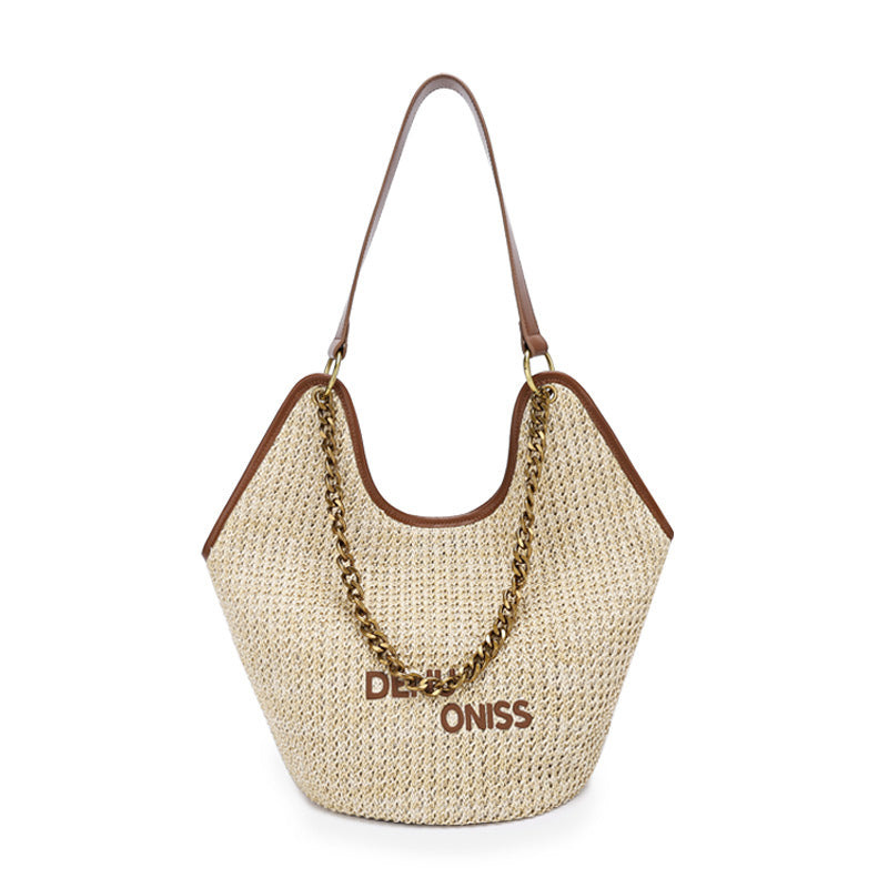 Straw Bag Large Capacity Fashion Women's Bag New Handmade Woven Tote Bag Vacation Style Beach Women's Bag