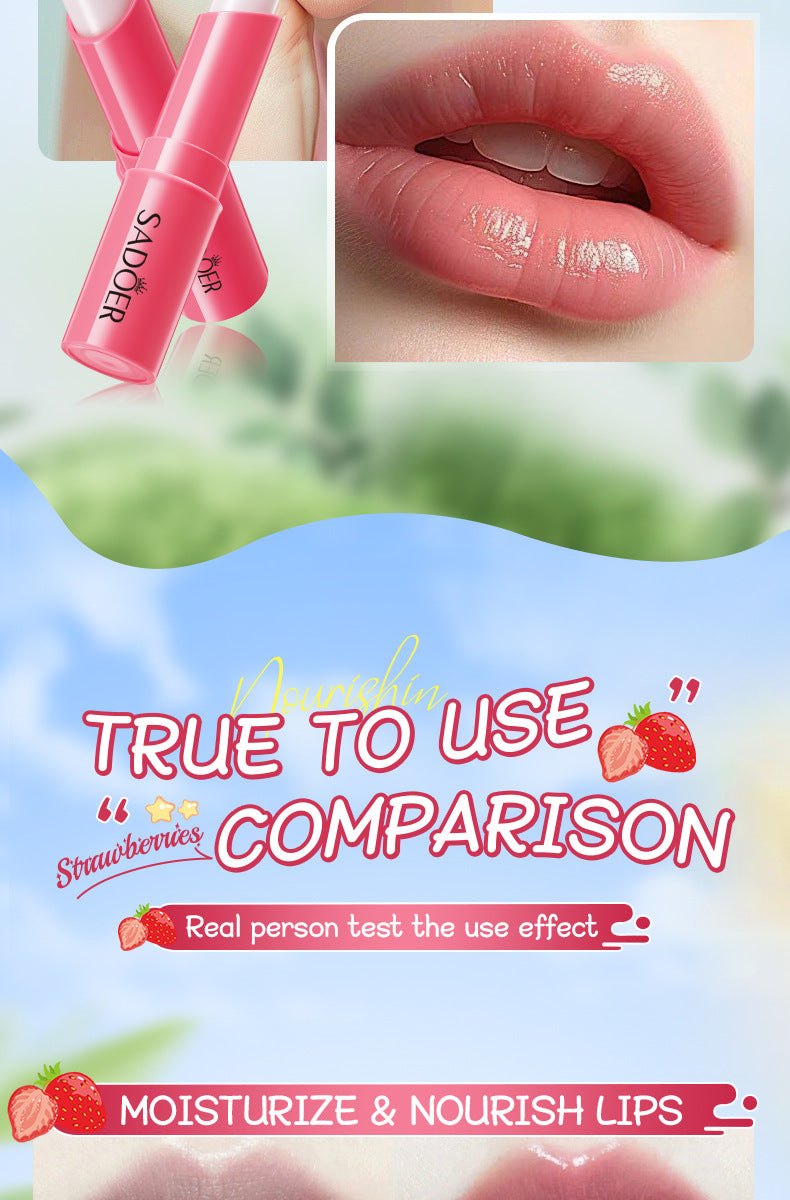 Fruit Filled Temperature Changing Lip Balm SADOER Hydrating Moisturizing Temperature Changing Lip Balm for Foreign Trade