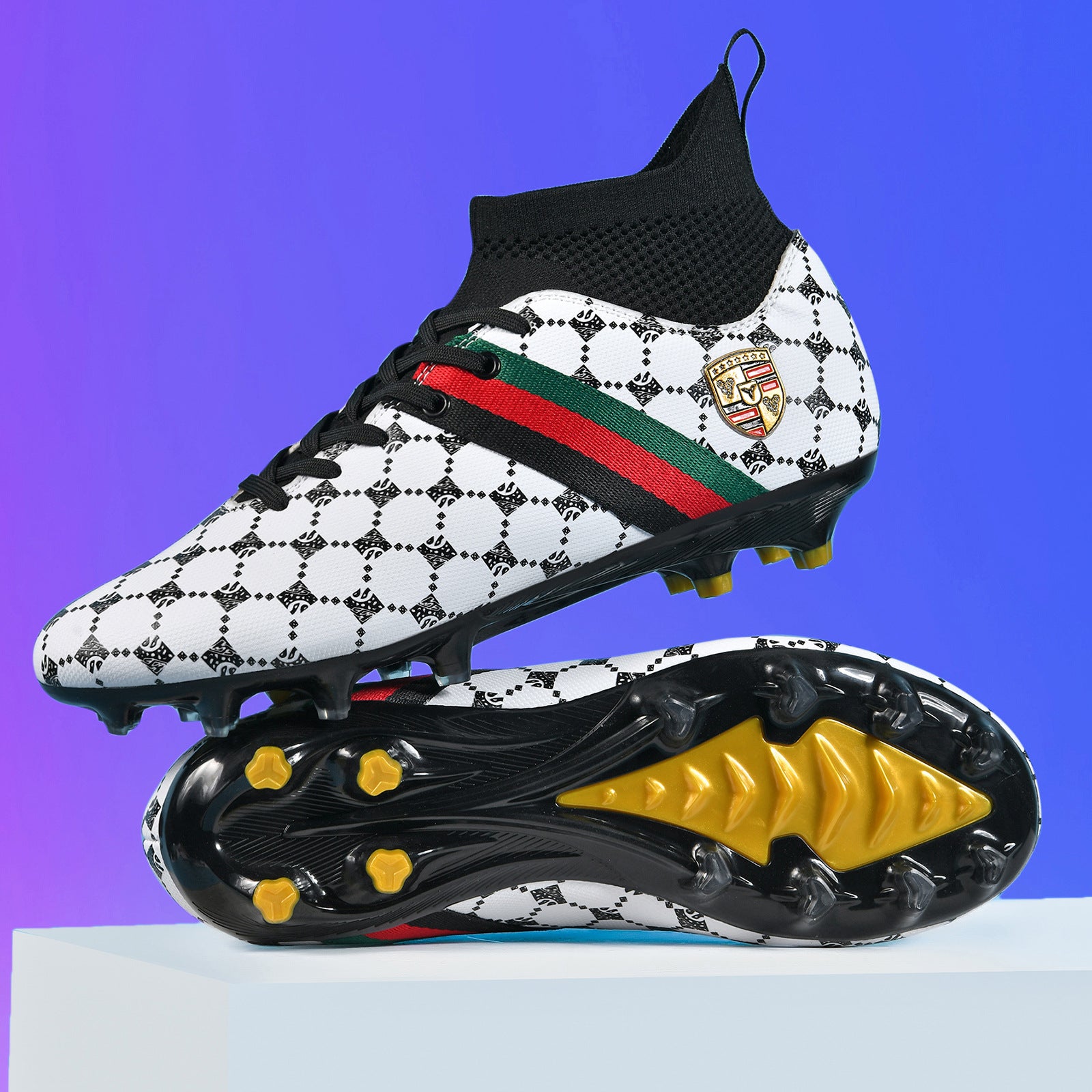 Hot-selling High-top Soccer Shoes tf Artificial Grass with Broken Nails AG Nail Leather Foot Men's and Women's Children's Youth Student Training Shoes