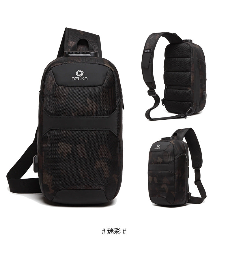 OZUKO Anti-theft Men's Chest Bag Waterproof Oxford Cloth Single Shoulder Crossbody Bag Chest Portable Multifunctional Trendy Bag