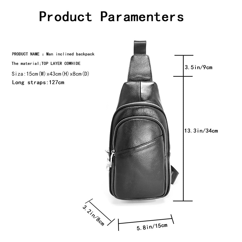 Anti-theft Fingerprint Lock Bag Top Layer Cowhide Men's Single Shoulder Crossbody Bag Multifunctional Crossbody High-end Genuine Leather Chest Bag