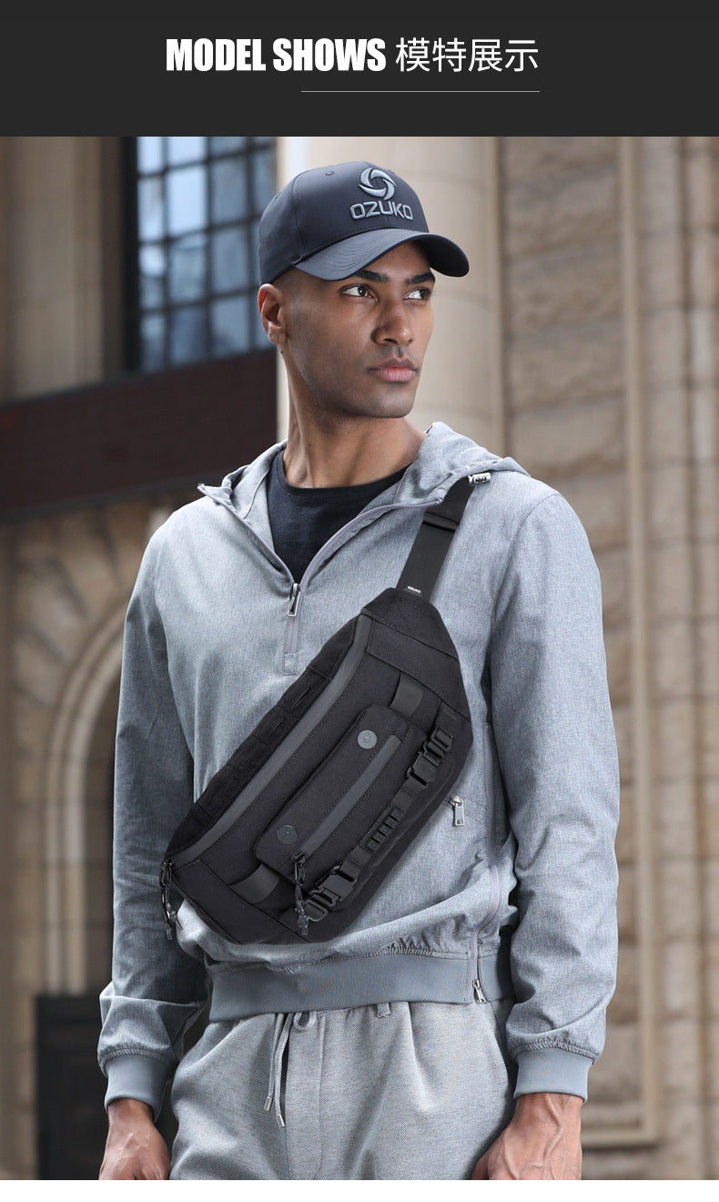 ozuko Tactical Waist Bag Functional Large Capacity Men's Shoulder Bag Outdoor Waterproof Bag Men's Crossbody Bag High-end Feel