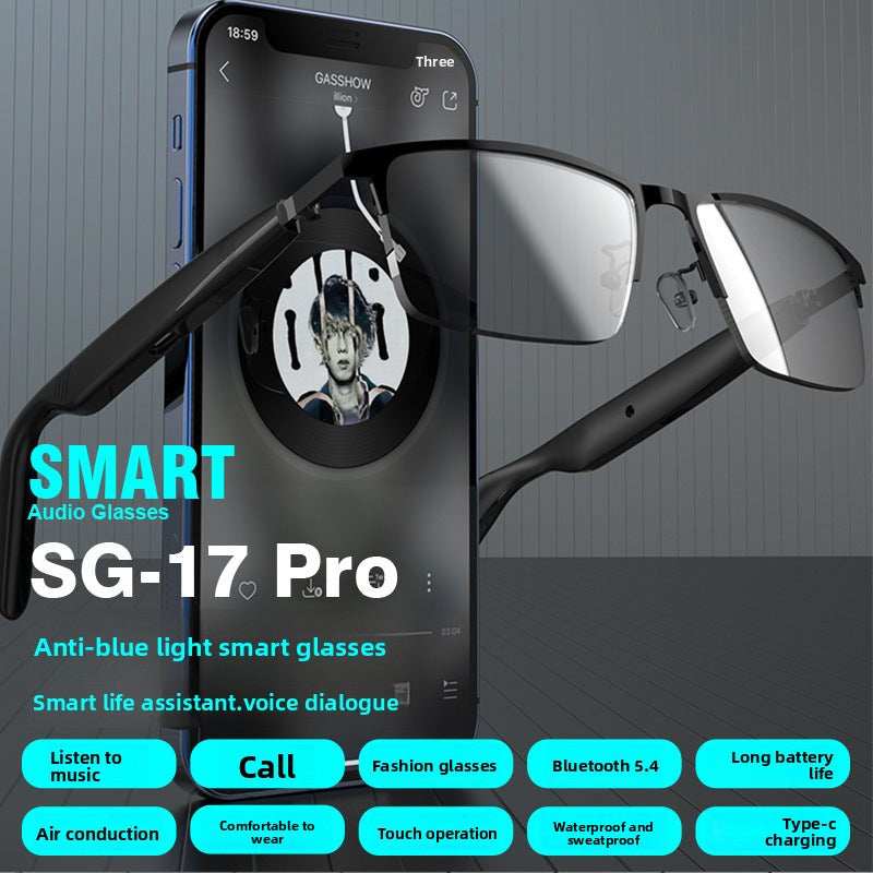 AI Bluetooth Smart Glasses Anti-Blue Light Translation Call Music Open-Ear Smart Bluetooth Glasses Headset