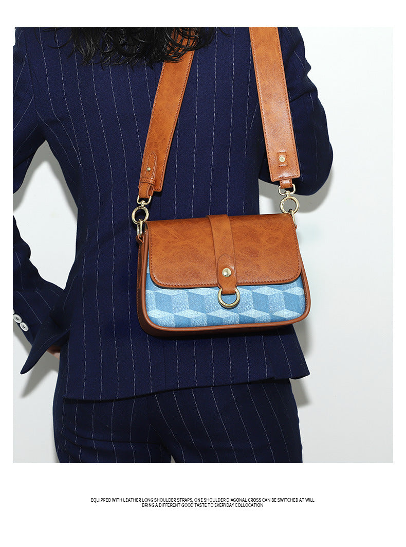 Women's Summer New Trend Retro Small Square Bag Personality Stylish Color-Block Shoulder Bag High-Quality Crossbody Bag for Women