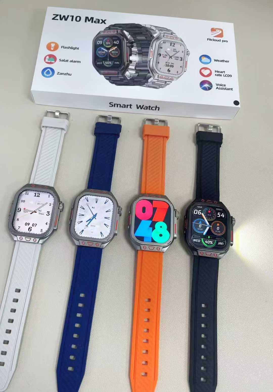 ZW10 Max Smart Watch Bluetooth Call True Heart Rate Step Sleep Monitor Flashlight Outdoor Three-Proof Sports