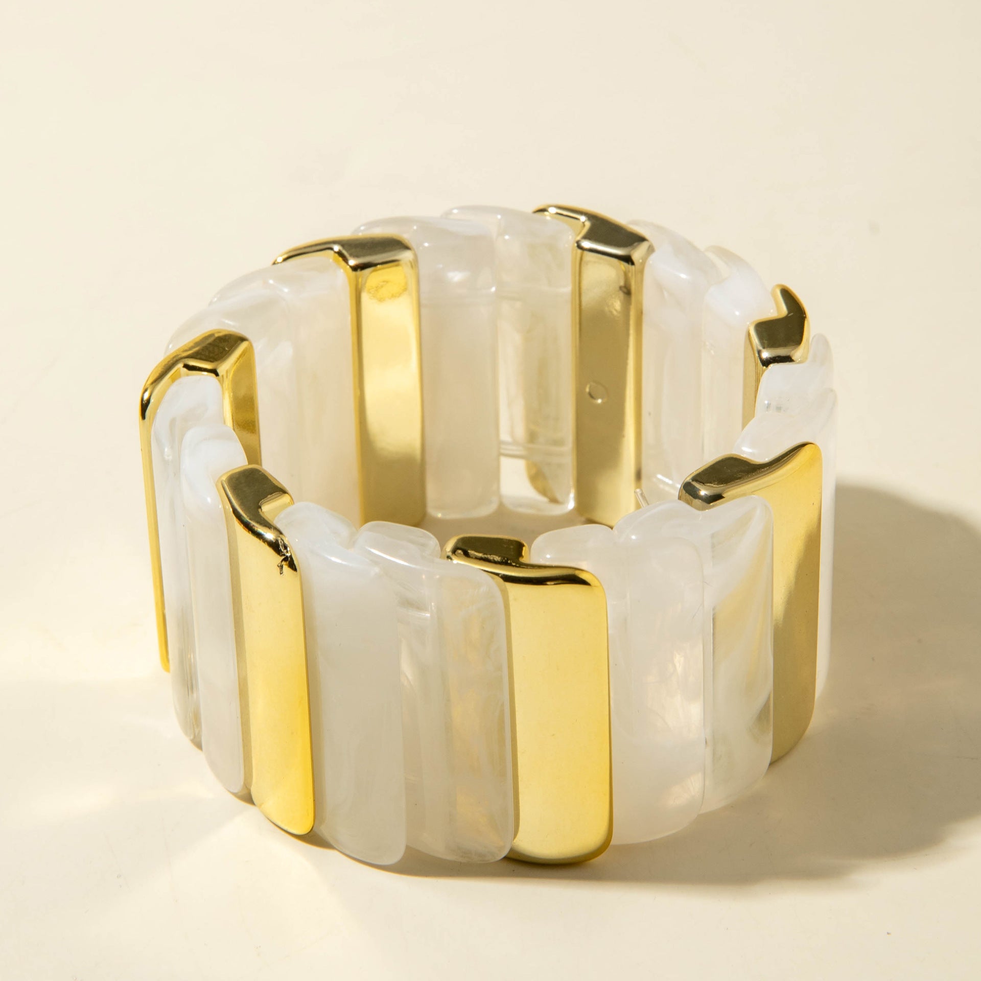 European and American Fashion Accessories ins Retro Style Wide Acrylic Bracelet Wholesale of Exaggerated Color Block Bracelets