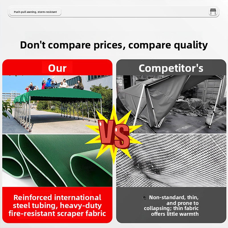 Outdoor Mobile Tent Activity Canopy Large Warehouse Push-Pull Shed Retractable Folding Sunshade Tent Night Market Stall Rain Shelter
