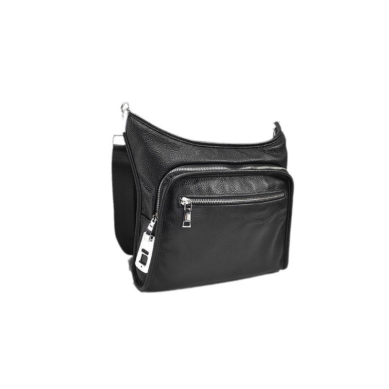 Fingerprint Lock Bag Genuine Leather New Business Commuting Backpack Fashion Small Crossbody Bag Men's Shoulder Bag Portable