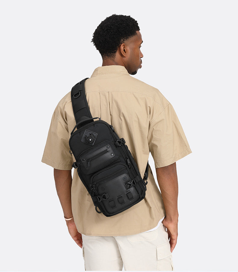OZUKO Tactical Chest Bag Men's Crossbody Bag Shoulder Bag Men's Outdoor Sports Waterproof High-Quality Men's Bag