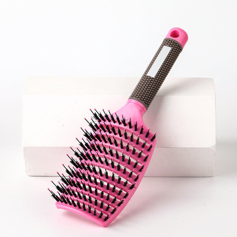 Large Curved Comb, Ribbed Hair Comb, Boar Bristle Curved Massage Comb, Nine-Row Comb, Styling Curling and Smoothing Comb, Cross-Border