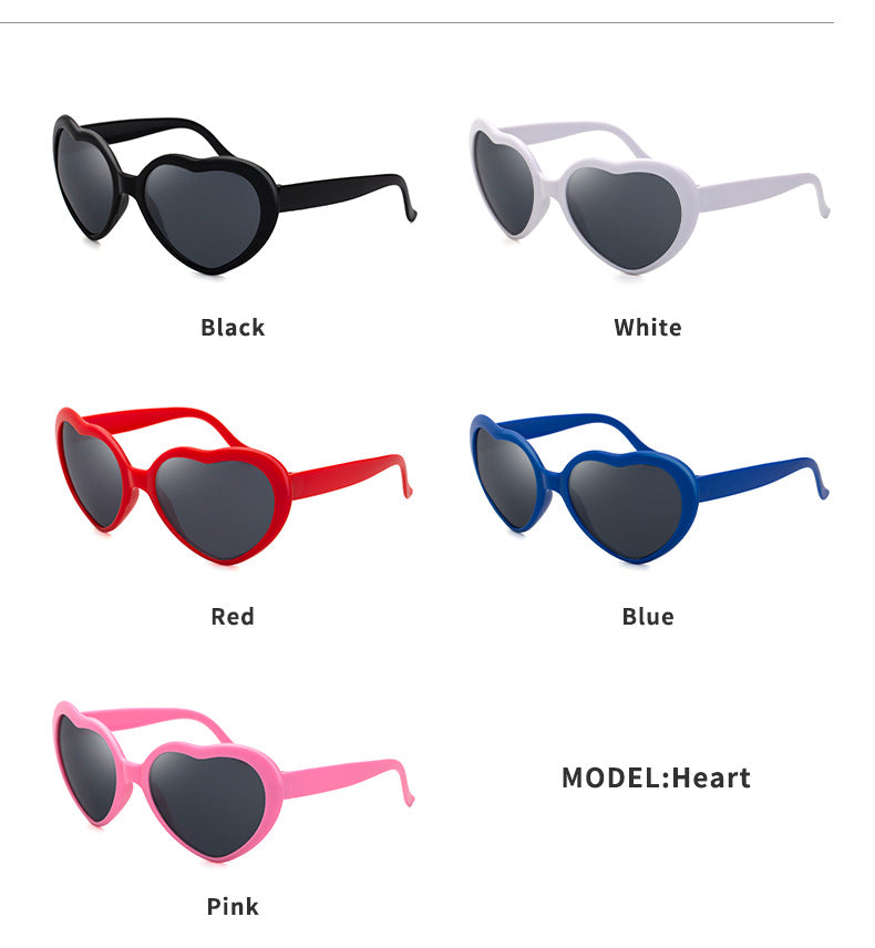 Light Changing Heart Romantic Glasses Night Internet Celebrity Same Style Sunglasses Trendy Heart Sunglasses Stage Performance
