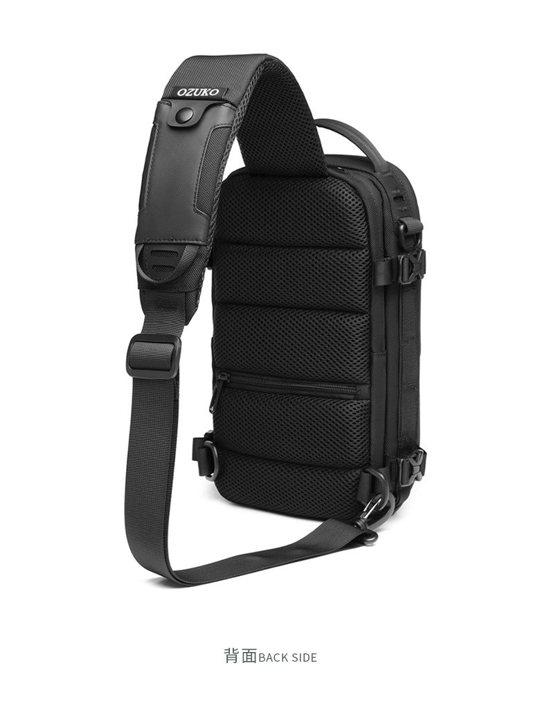 OZUKO EVA Hard Shell Chest Bag Men's Crossbody Bag Tactical Functional Waterproof Large Capacity Outdoor Cycling Bag
