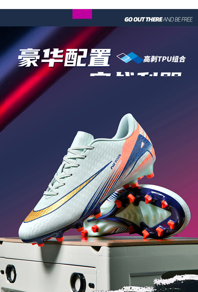 2025New Breathable Football Shoes for Men and Women Students Long Spikes Youth Grass Flat Ground Broken Spikes Training Shoes