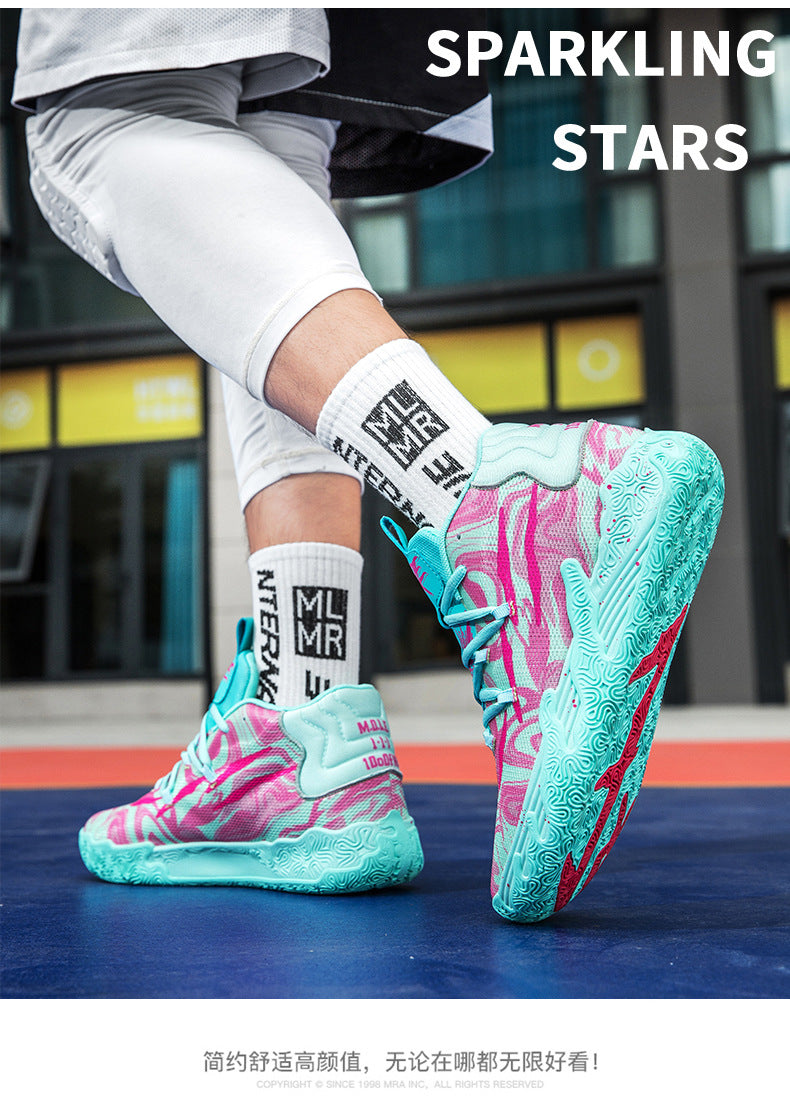 New Mid-Calf Professional Basketball Shoes Outdoor Practical Breathable Couple Shoes Thick Sole Non-Slip Unisex Shock Absorption Sports Shoes