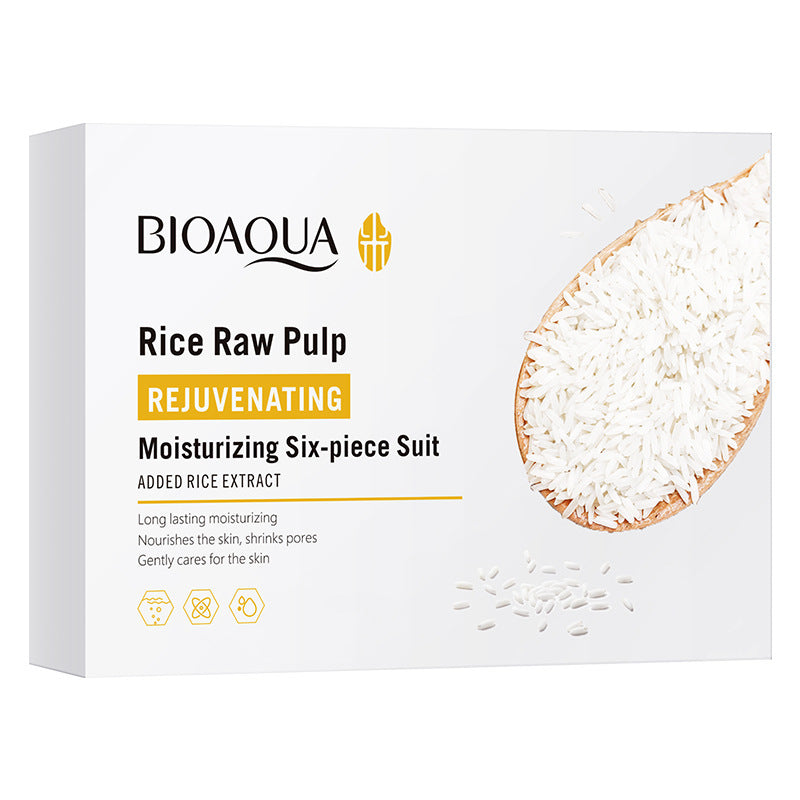 Rice Skincare Set BIOAOUA Rice Puree Series Six-Piece Set Box  Wholesale